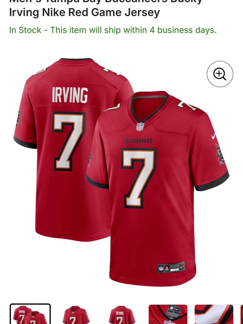 Nike Kids Red Tampa Bay Buccaneers #7 Irving Jersey